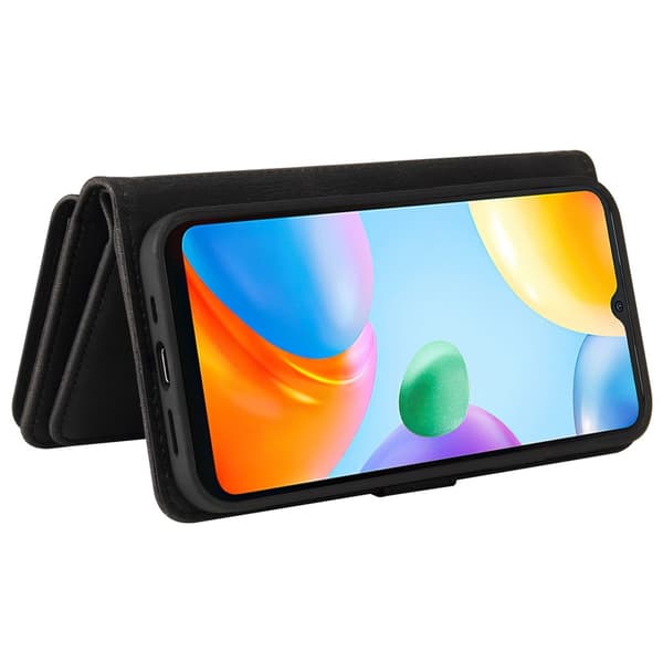 SKALO Xiaomi Redmi 10C Big Wallet 17-lokeroa Lompakkokotelo - Musta