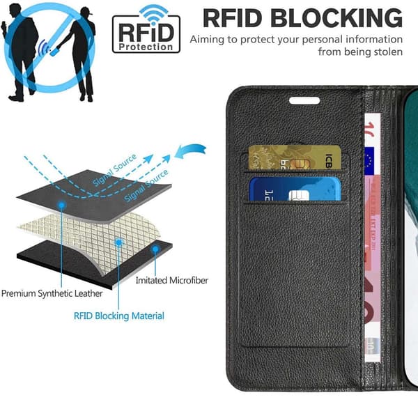 SKALO Xiaomi Redmi 10C Rhombus Litchi Lompakkokotelo - Musta