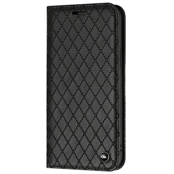SKALO Xiaomi Redmi 10C Rhombus Litchi Lompakkokotelo - Musta