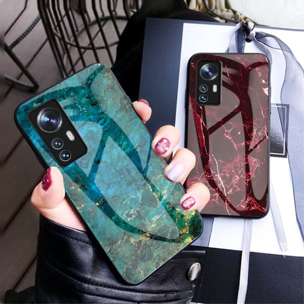 SKALO Xiaomi 12 Marmori karkaistu lasi TPU-suojakuori - #2