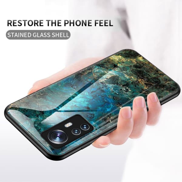SKALO Xiaomi 12 Marmori karkaistu lasi TPU-suojakuori - #2