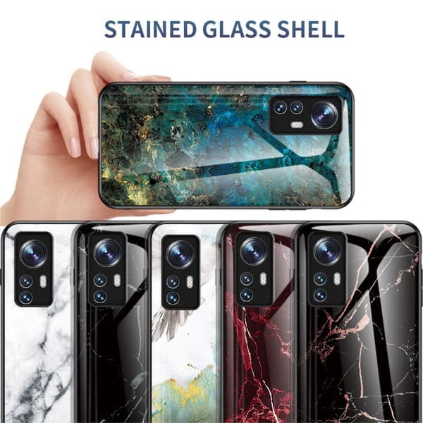 SKALO Xiaomi 12 Marmor hærdet glas TPU Cover - #1