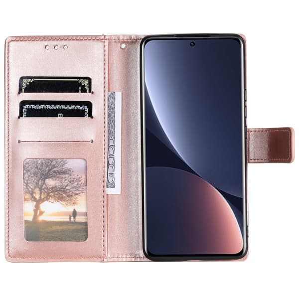 SKALO Xiaomi 12 Mandala lompakkokotelo - Ruusukulta