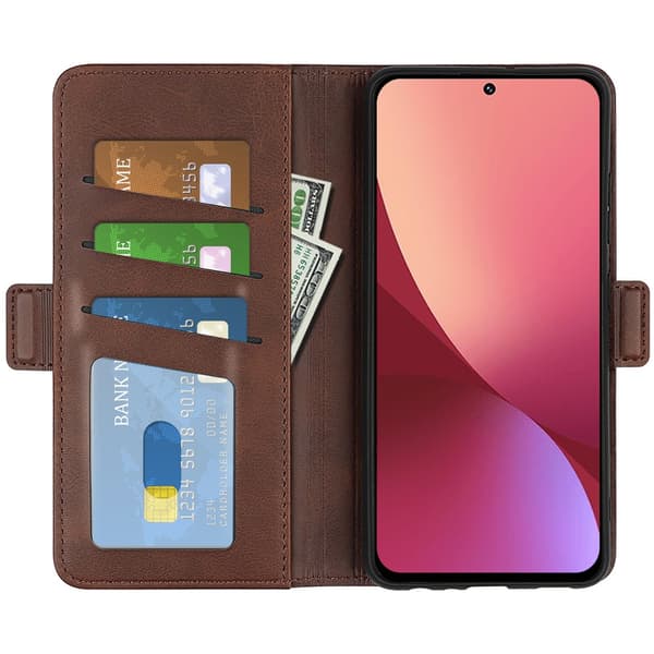 SKALO Xiaomi 12 Premium Wallet Lompakkokotelo - Ruskea