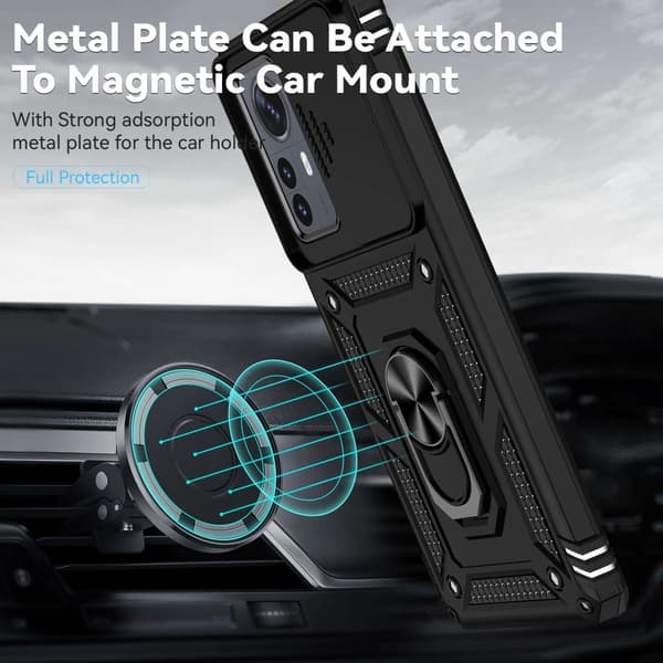 SKALO Xiaomi 12 Pro Armor Hybrid Metallring Kameraslider - Svart