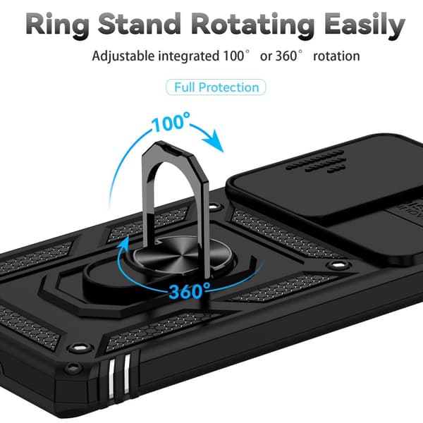 SKALO Xiaomi 12 Pro Armor Hybrid Metallring Kameraslider - Svart