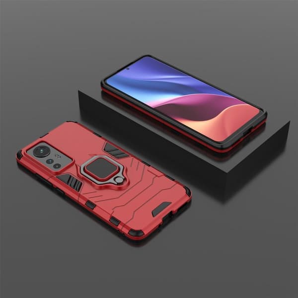 SKALO Xiaomi 12 Armor Hybridi metallirengas kuori - Punainen