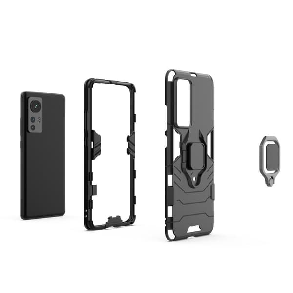 SKALO Xiaomi 12 Armor Hybridi metallirengas kuori - Punainen