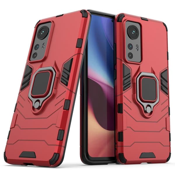 SKALO Xiaomi 12 Armor Hybridi metallirengas kuori - Punainen