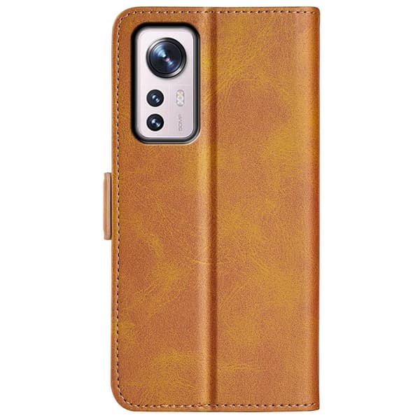 SKALO Xiaomi 12 Premium Wallet Lompakkokotelo - Vaaleanruskea