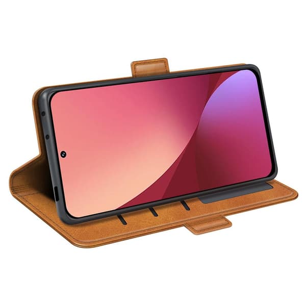 SKALO Xiaomi 12 Premium Wallet Lompakkokotelo - Vaaleanruskea