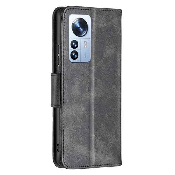 SKALO Xiaomi 12 Pro Flip Cover m. pung i PU-læder - Sort
