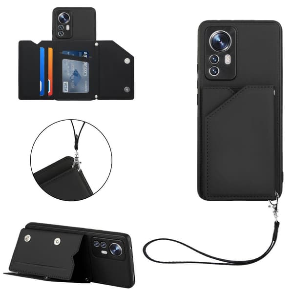 SKALO Xiaomi 12 Pro PU-læder Cover med Pung - Sort