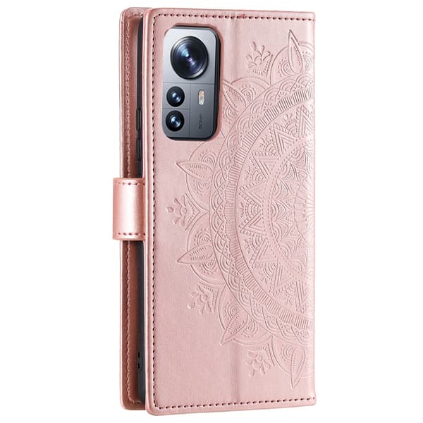 SKALO Xiaomi 12 Pro Mandala Plånboksfodral - Roséguld