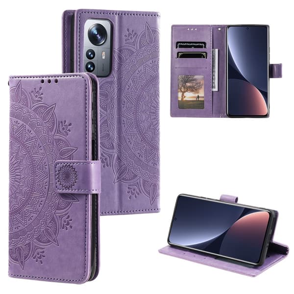 SKALO Xiaomi 12 Pro Mandala Flip Cover - Lilla