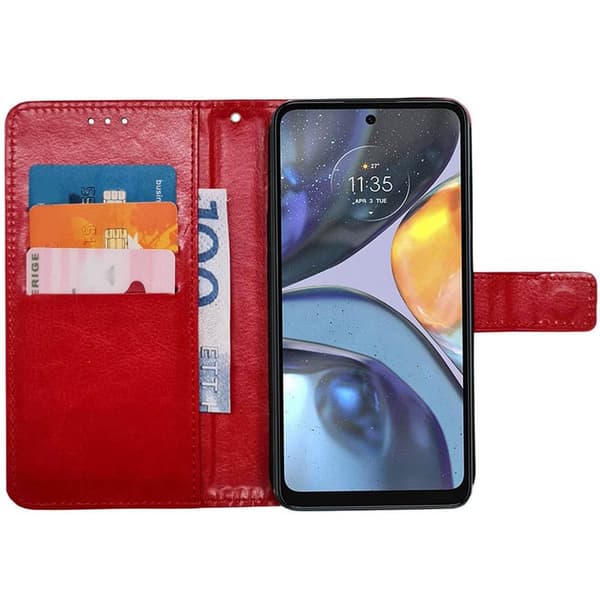 Lompakkokotelo 3-kortti Motorola Moto G22 - Punainen