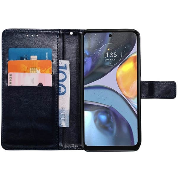 Lompakkokotelo 3-kortti Motorola Moto G22 - Tummansininen