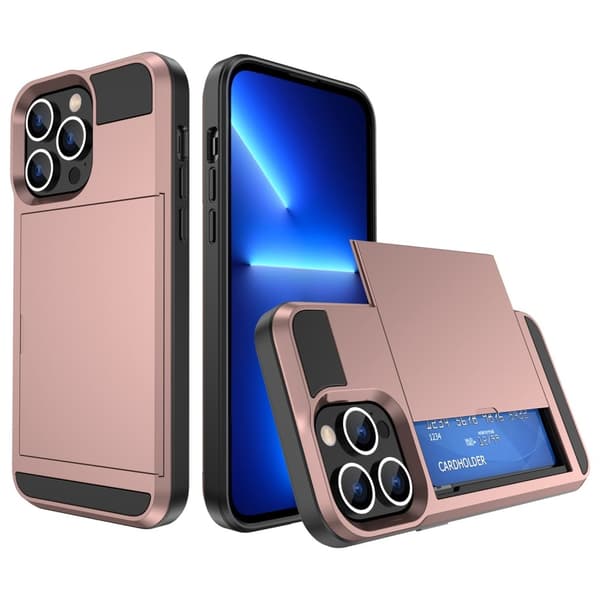 iPhone 14 Pro Skal med kortfack - Roséguld