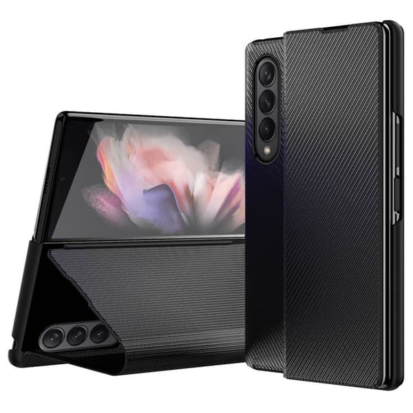 Samsung Galaxy Z Fold4 5G PU Leather Stand Fodral - Svart