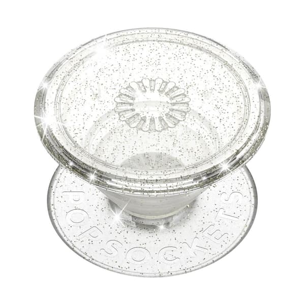 PopSockets Avtagbart Grip med Ställfunktion Clear Glitter Silver