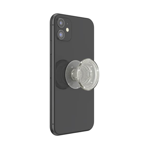 PopSockets Avtagbart Grip med Ställfunktion Clear Glitter Silver