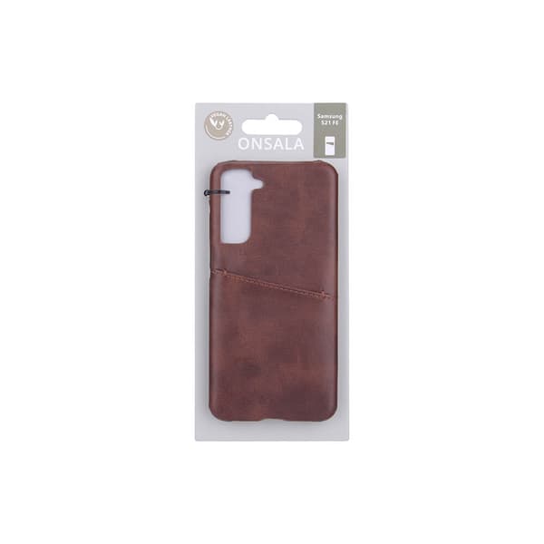 ONSALA Samsung Galaxy S21 FE Skal Kortfack Brun