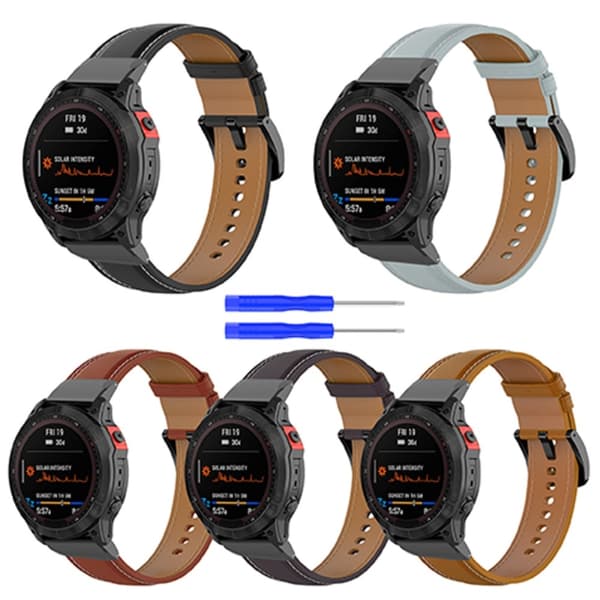 Äkta Läder Armband För Garmin Mörk Brun