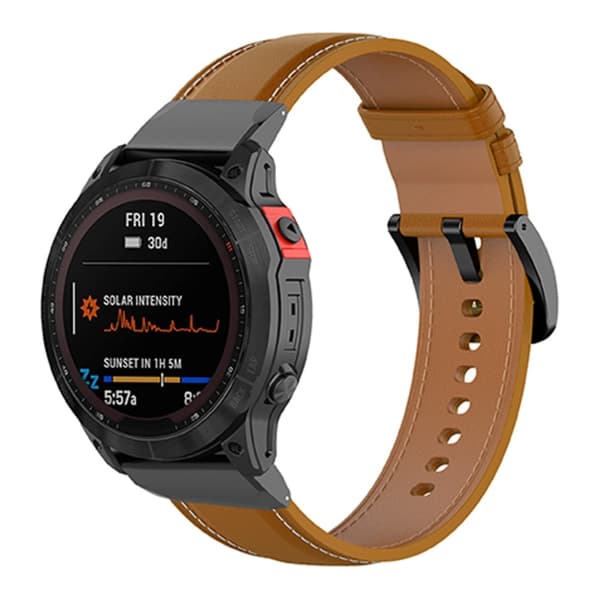 Äkta Läder Armband För Garmin Brun