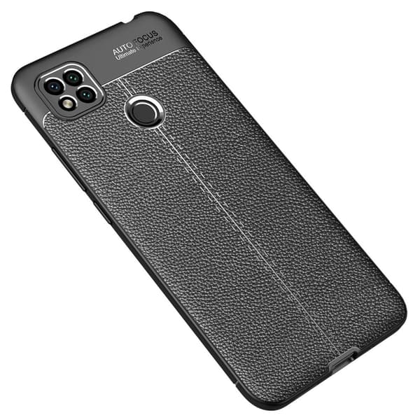 Xiaomi Redmi 9C Skal Litchi Textur Svart