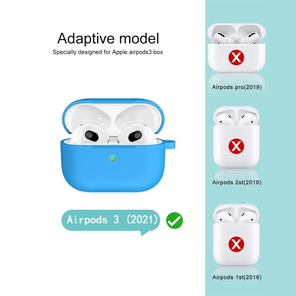 AirPods 3 Skal Silikon Med Krok Ljus Blå