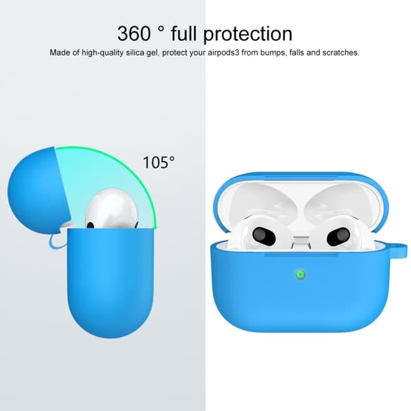 AirPods 3 Skal Silikon Med Krok Ljus Blå