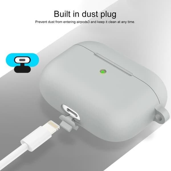 AirPods 3 Skal Silikon Med Krok Ljus Grå