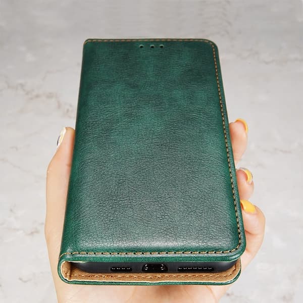Xiaomi Redmi 9C Fodral Flip Läder Mörk Grön