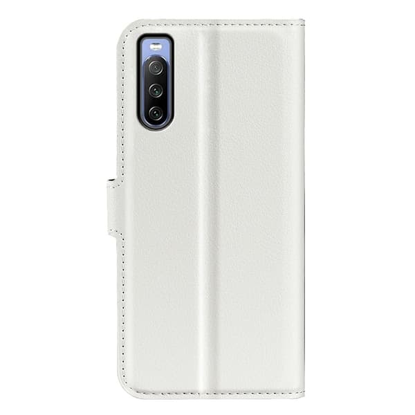 Sony Xperia 10 IV Fodral Litchi Läder Vit