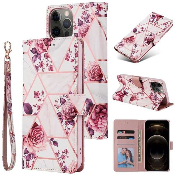 iPhone 12 / 12 Pro Trendigt Plånboksfodral Sparkle 4-FACK Rosa