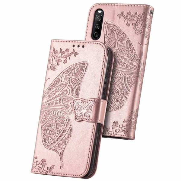 Xperia 10 IV Plånboksfodral PU-Läder 4-FACK Motiv Fjäril