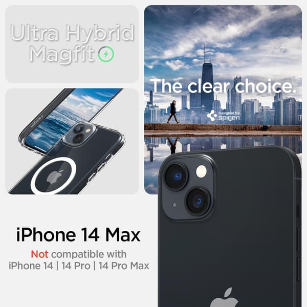 Spigen iPhone 14 Plus Cover Crystal Hybrid MagFit Hvid
