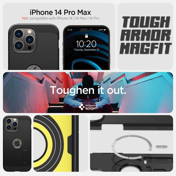 Spigen iPhone 14 Pro Max Cover Tough Armor MagFit Sort