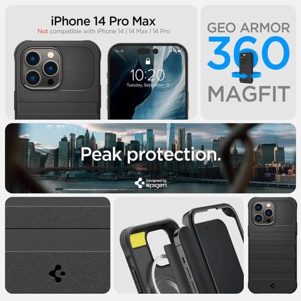 Spigen iPhone 14 Pro Max Kuori Geo Armor 360 MagFit Musta