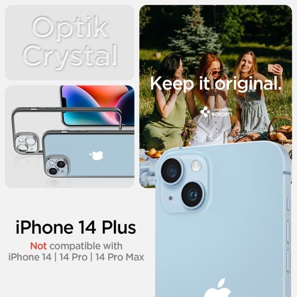 Spigen iPhone 14 Plus Skal Optik Crystal Chrome Gray