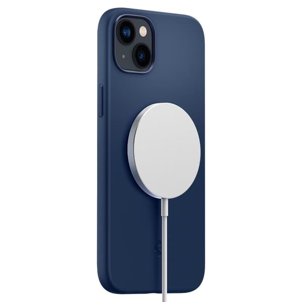 Spigen iPhone 14 Skal Silicone Fit MagFit Navy Blue