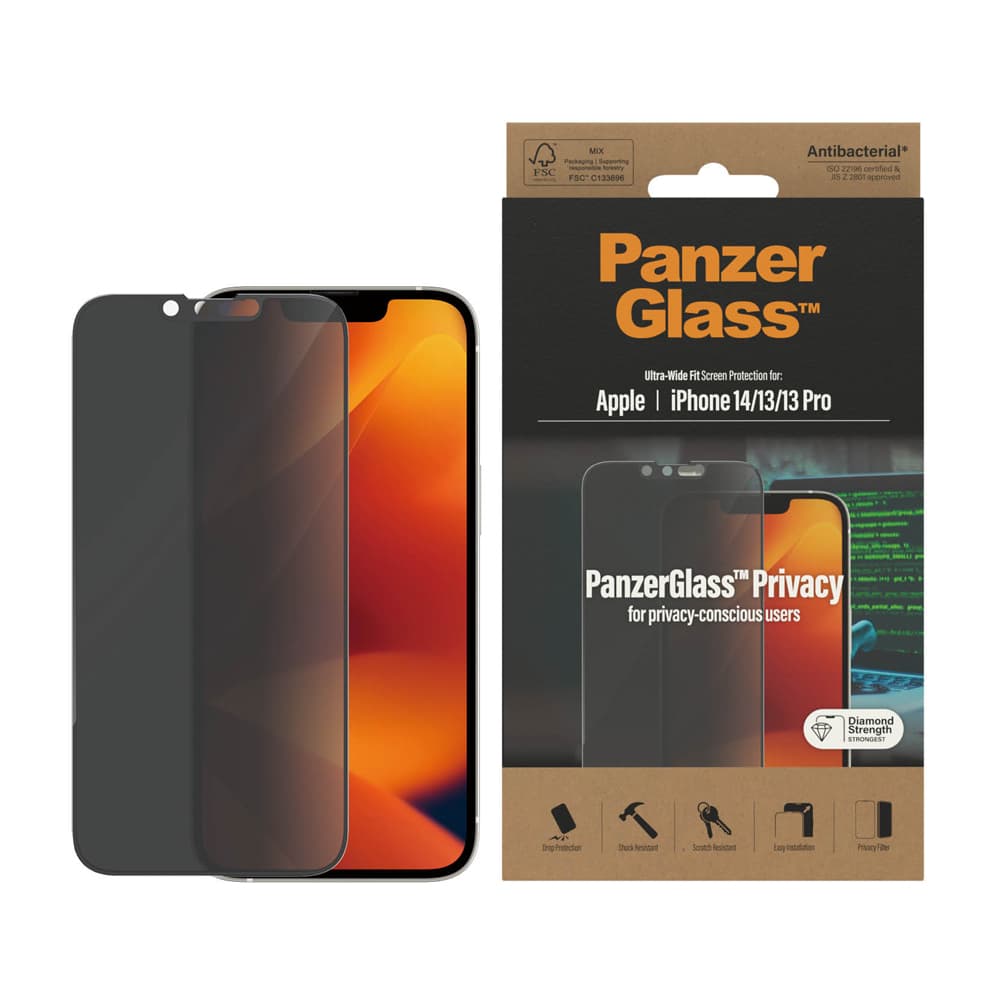 PanzerGlass iPhone 13/iPhone 13 Pro/iPhone 14 Skärmskydd Ultra-Wide Fit Privacy