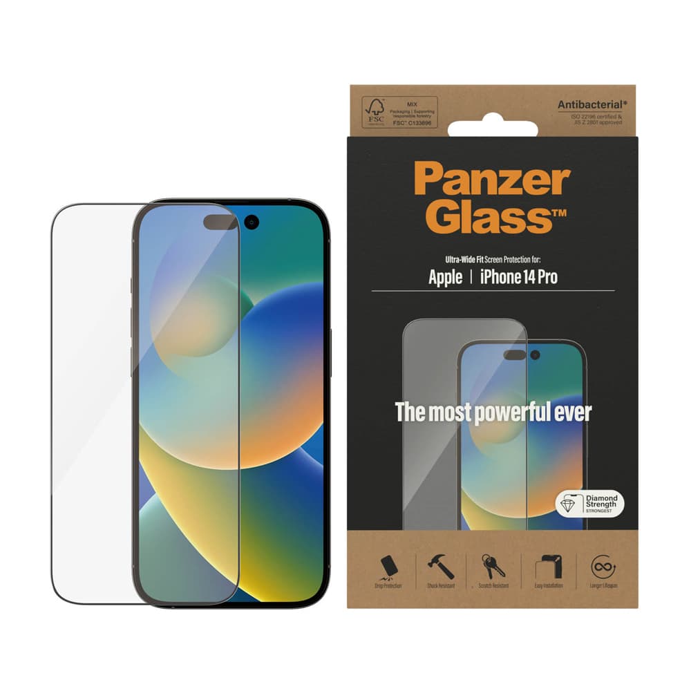 PanzerGlass iPhone 14 Pro Skärmskydd Ultra-Wide Fit