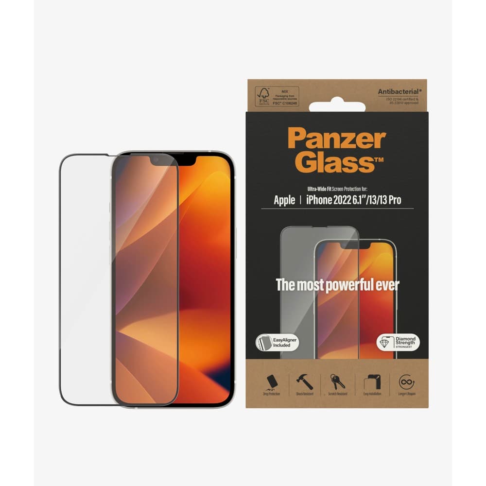 PanzerGlass iPhone 13/iPhone 13 Pro/iPhone 14 Skärmskydd Ultra-Wide Fit EasyAligner