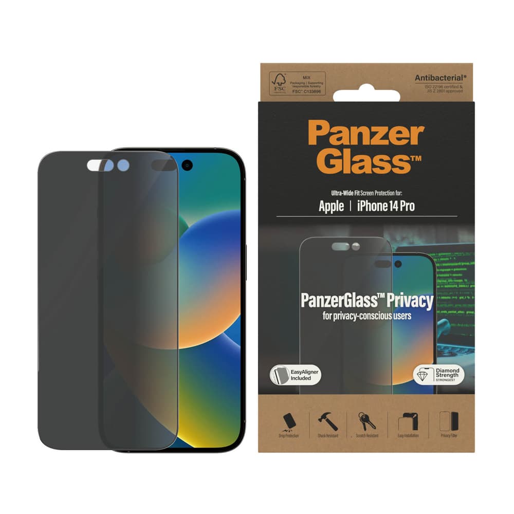 PanzerGlass iPhone 14 Pro Skärmskydd Ultra-Wide Fit Privacy EasyAligner