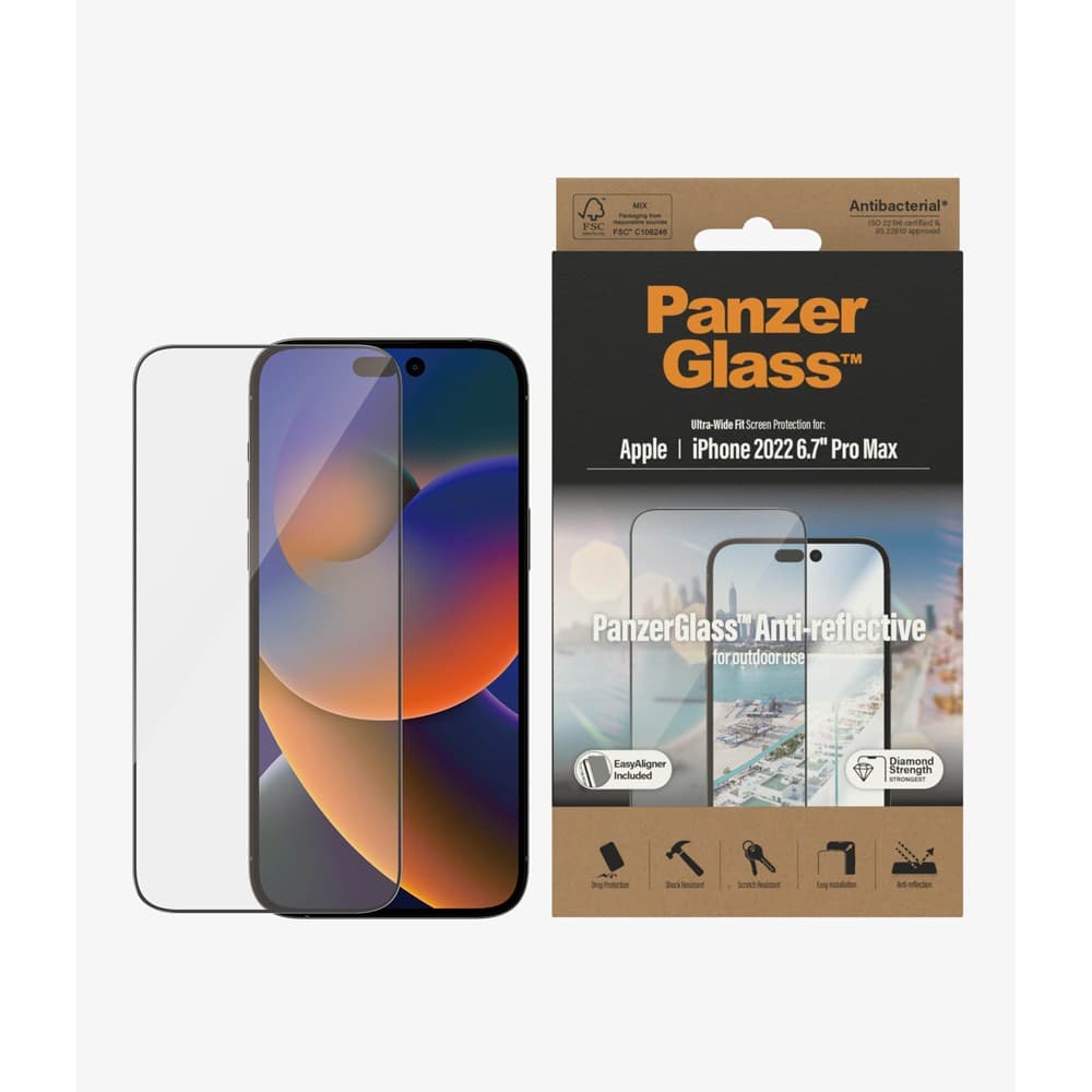 PanzerGlass iPhone 14 Pro Max Skärmskydd Ultra-Wide Fit Anti-reflective EasyAligner