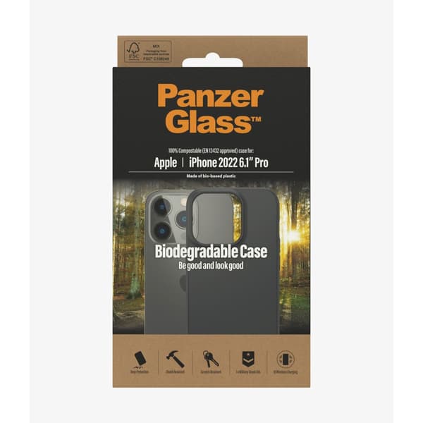PanzerGlass iPhone 14 Pro Kuori Biodegradable Case Musta