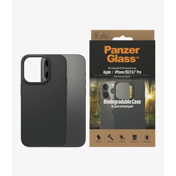 PanzerGlass iPhone 14 Pro Kuori Biodegradable Case Musta