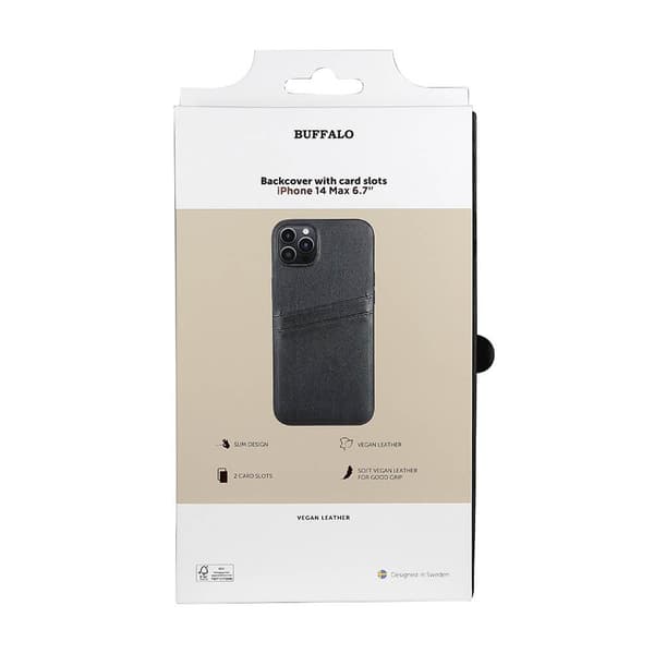 Buffalo iPhone 14 Plus Kuori Backcover with Card Slots Musta