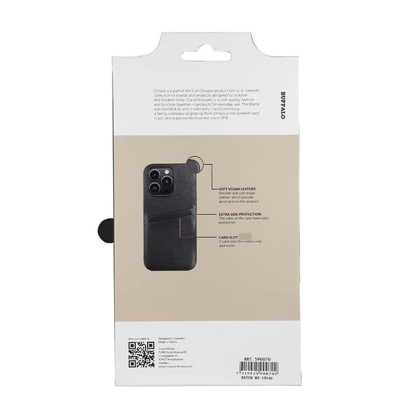 Buffalo iPhone 14 Pro Kuori Backcover with Card Slots Musta